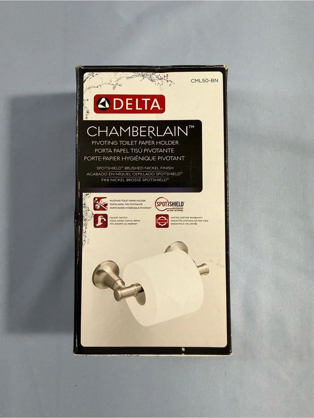 Delta Brushed Nickel Toilet Paper Holder - Silver Finish